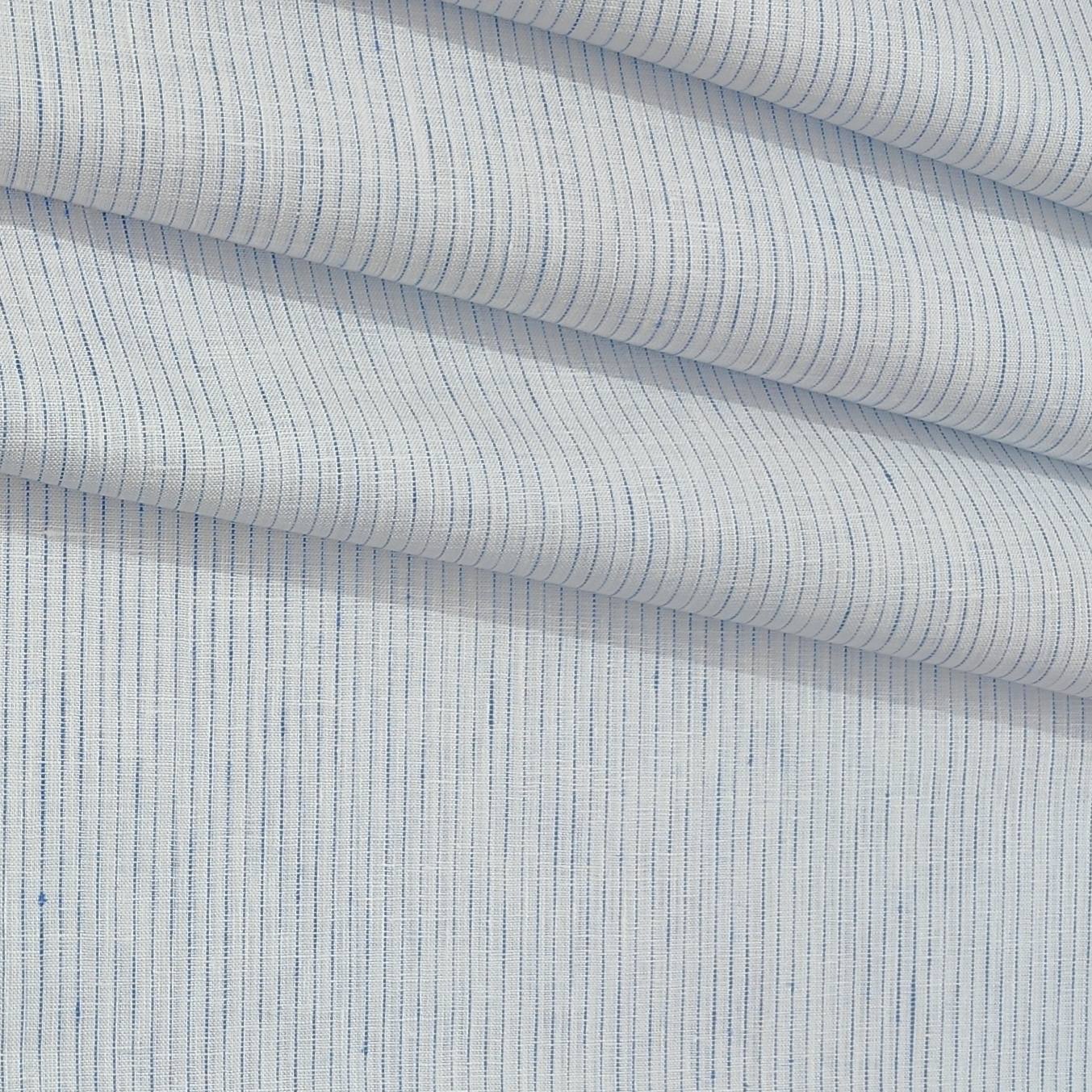 Shirt Fabric Donear 100% Premium Linen 60Lea Pin Lining Colour White N Blue